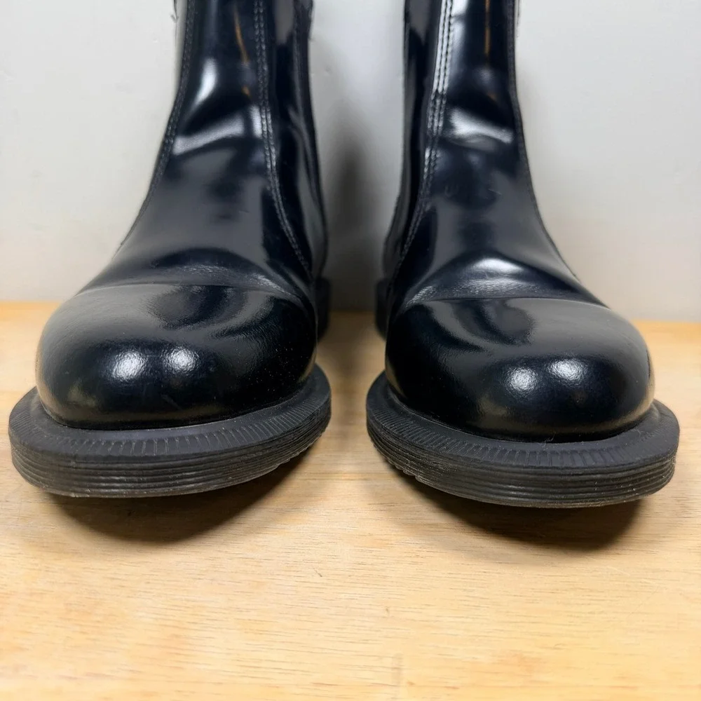 Dr Martens Flora Patent‎ Leather Chelsea Boot Pull On Ankle Black Womens 7 Black
